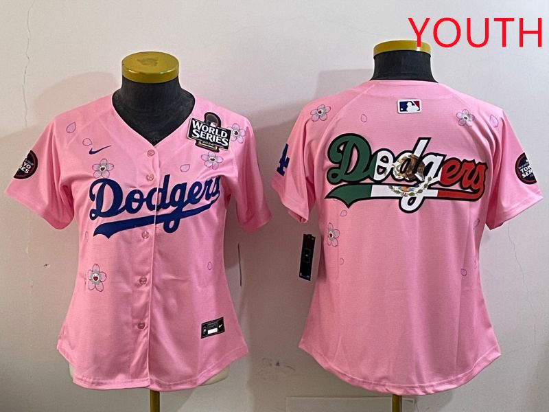 Youth Los Angeles Dodgers Blank Pink Sakura Edition 2025 Nike MLB Jersey style 8